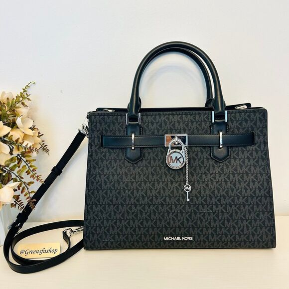 Michael Kors Purse Hamilton Medium Leather Satchel Camel - Picture 1 of 10